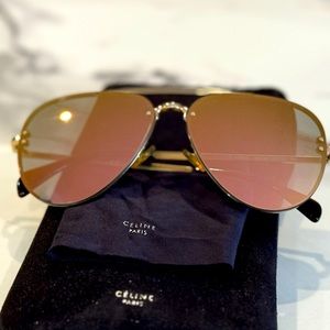 Celine Gold Metal Aviator Sunglasses